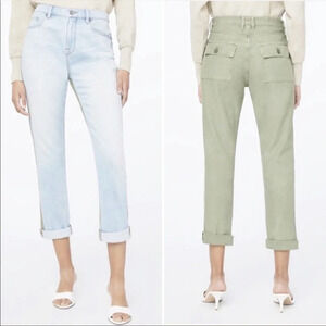 NWOT FRAME Le Beau Cargo Mixed-Media High Rise Boyfriend Jeans Canteburry 24